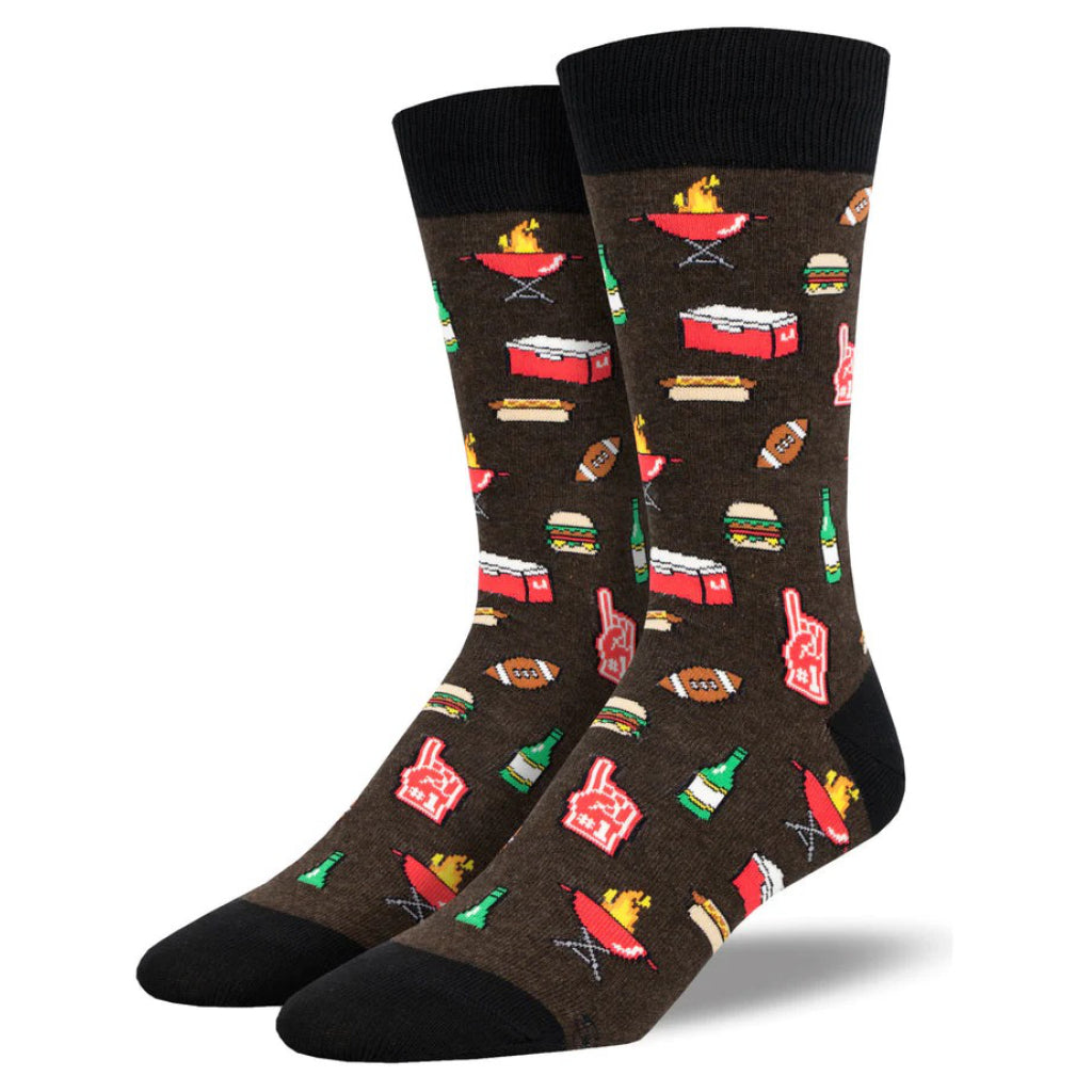 Mens Tailgaters Delight Socks Brown Heather