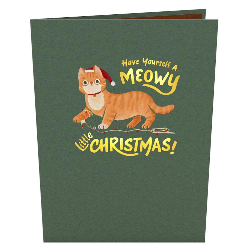 Meowy Little Christmas Cats 3D Pop Up Card front view.