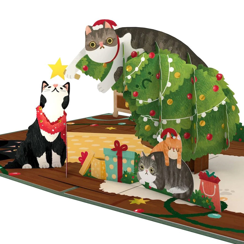 Meowy Little Christmas Cats 3D Pop Up Card.