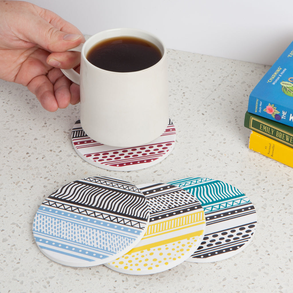 Meridian Soak Up Coasters with coffee