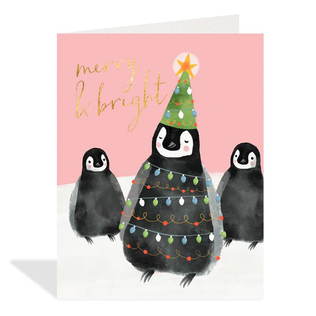 Merry  Bright Penguin Cello Pack of Holiday Cards