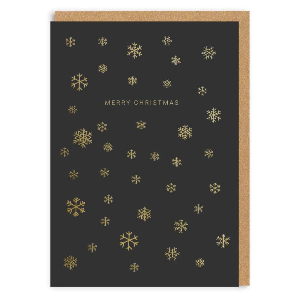 Merry Christmas Gold Snowflakes Card