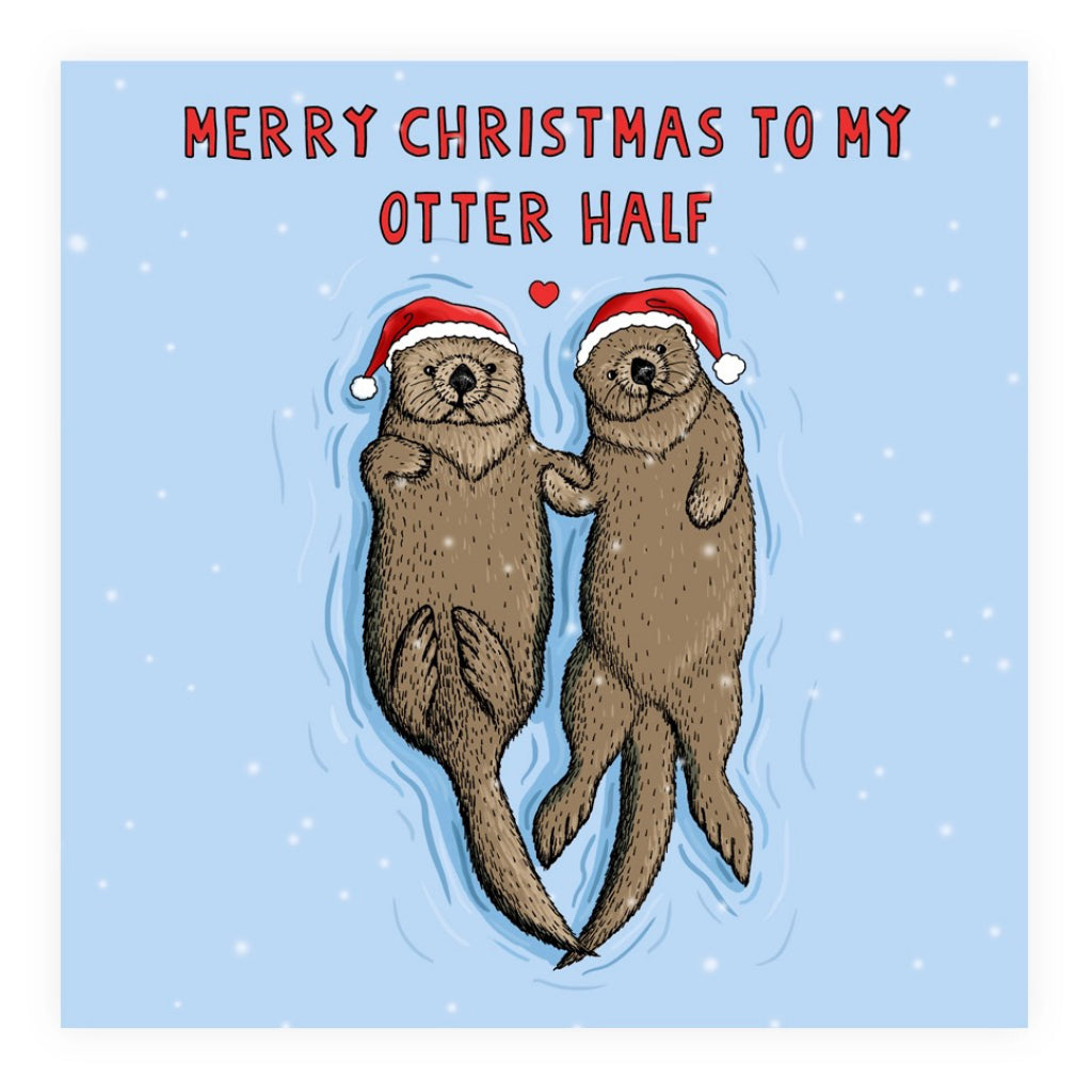 Merry Christmas Otter Half Card