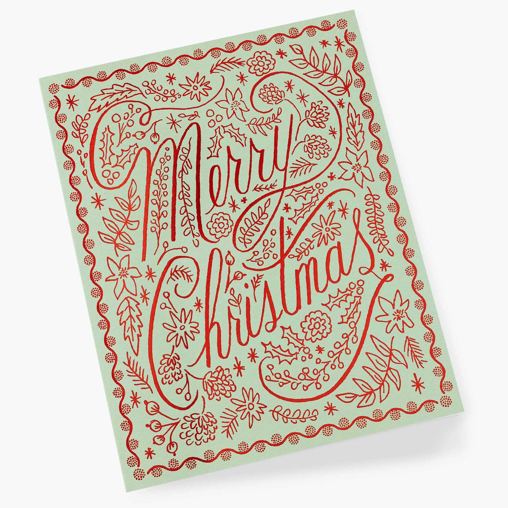 Merry Christmas Red Script Card Angle View
