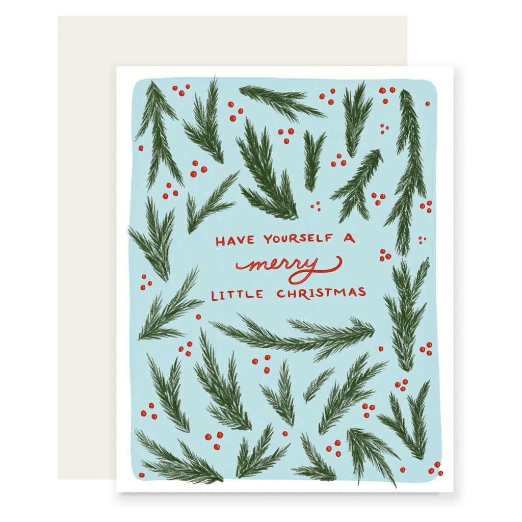 Merry Little Christmas Sprigs Card  Slightly Stationery – Outer Layer