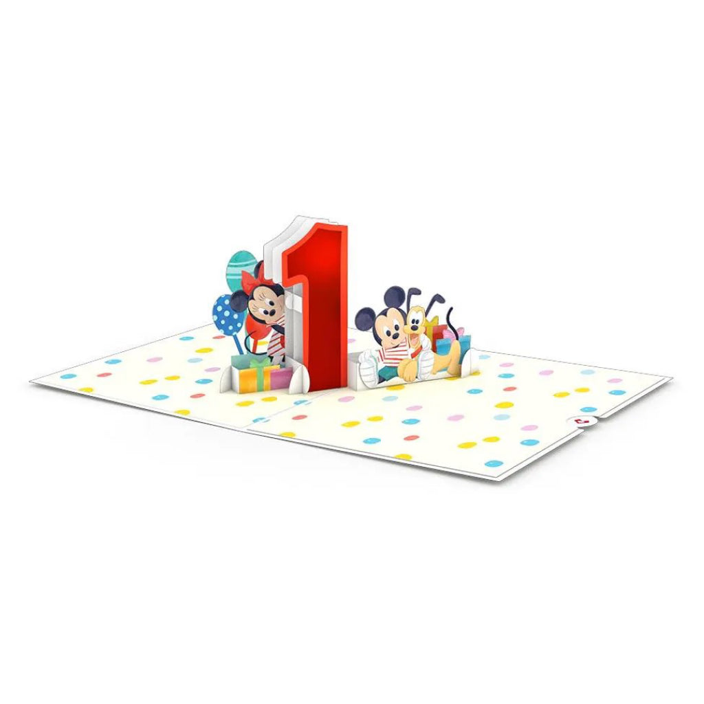 Mickey  Friends 1st Birthday 3D Pop Up Card Open