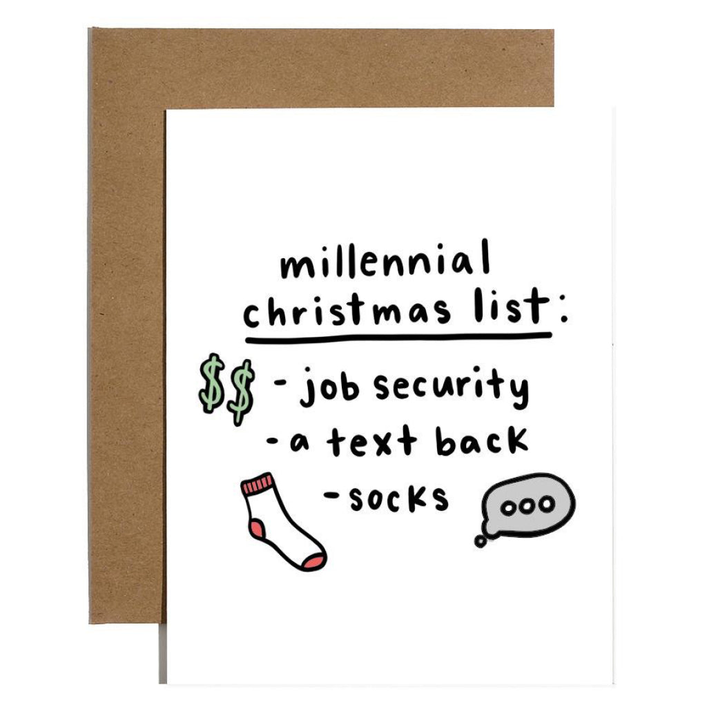 Millennial Christmas List Card