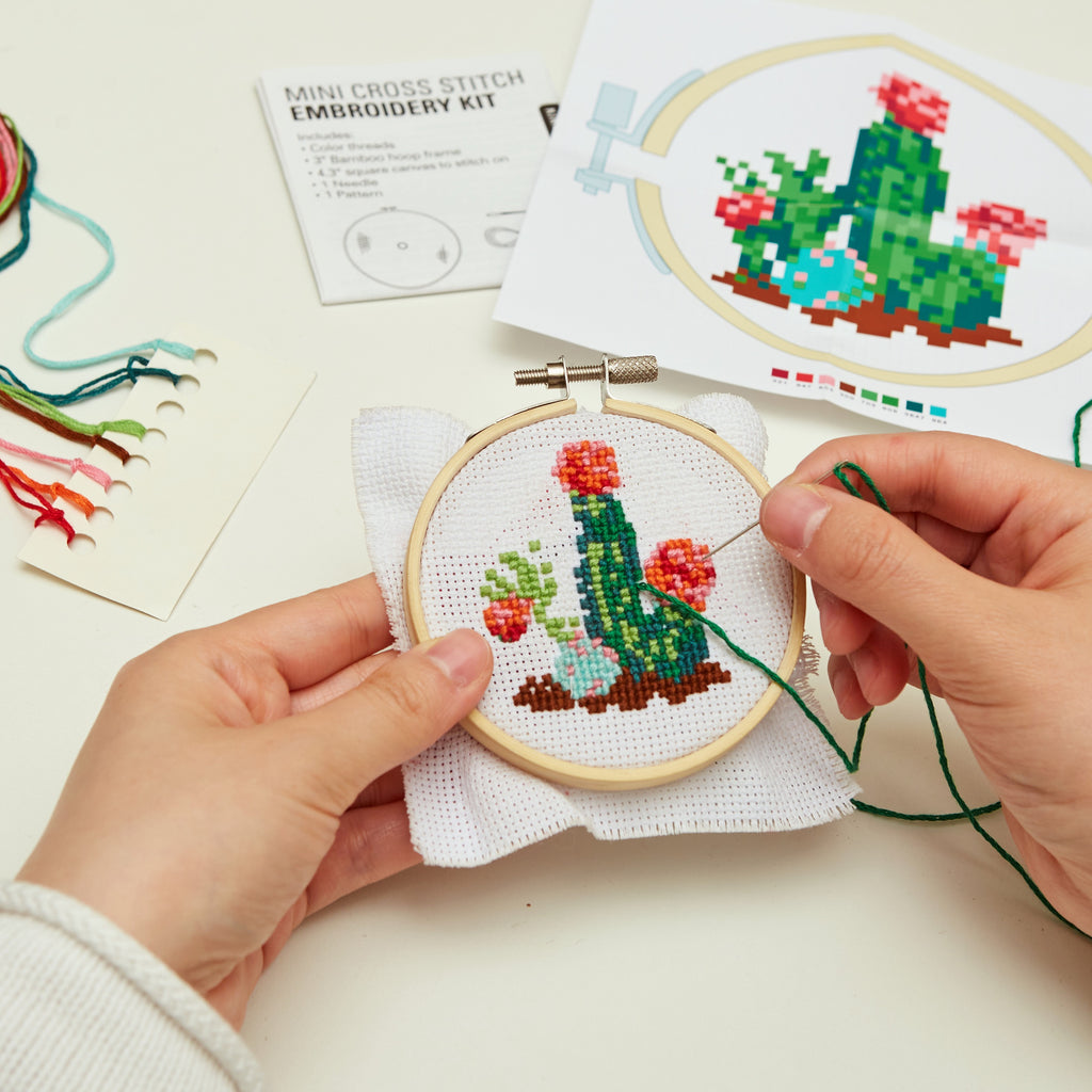 Mini Cross Stitch Embroidery Kit Cactus Lifestyle