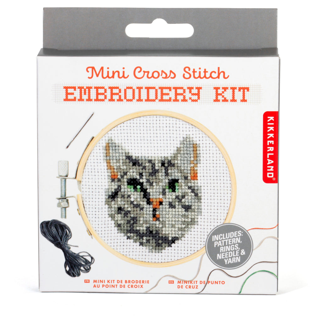 Mini Cross Stitch Embroidery Kit Cat packaging.