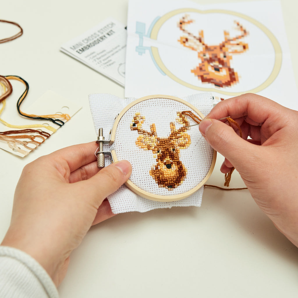 Mini Cross Stitch Embroidery Kit Deer Lifestyle