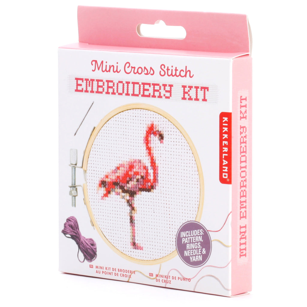 Mini Cross Stitch Embroidery Kit Flamingo packaging.