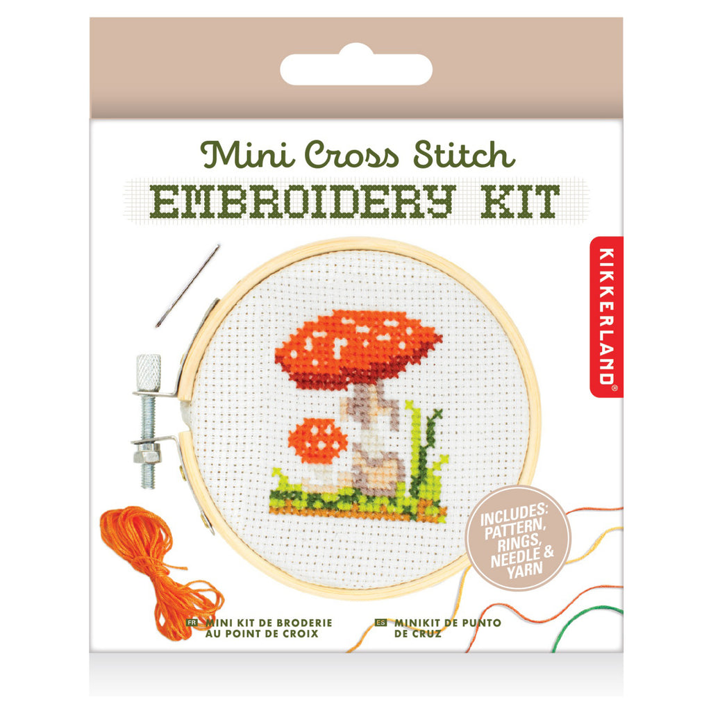 Mini Cross Stitch Embroidery Kit Mushroom Packaging