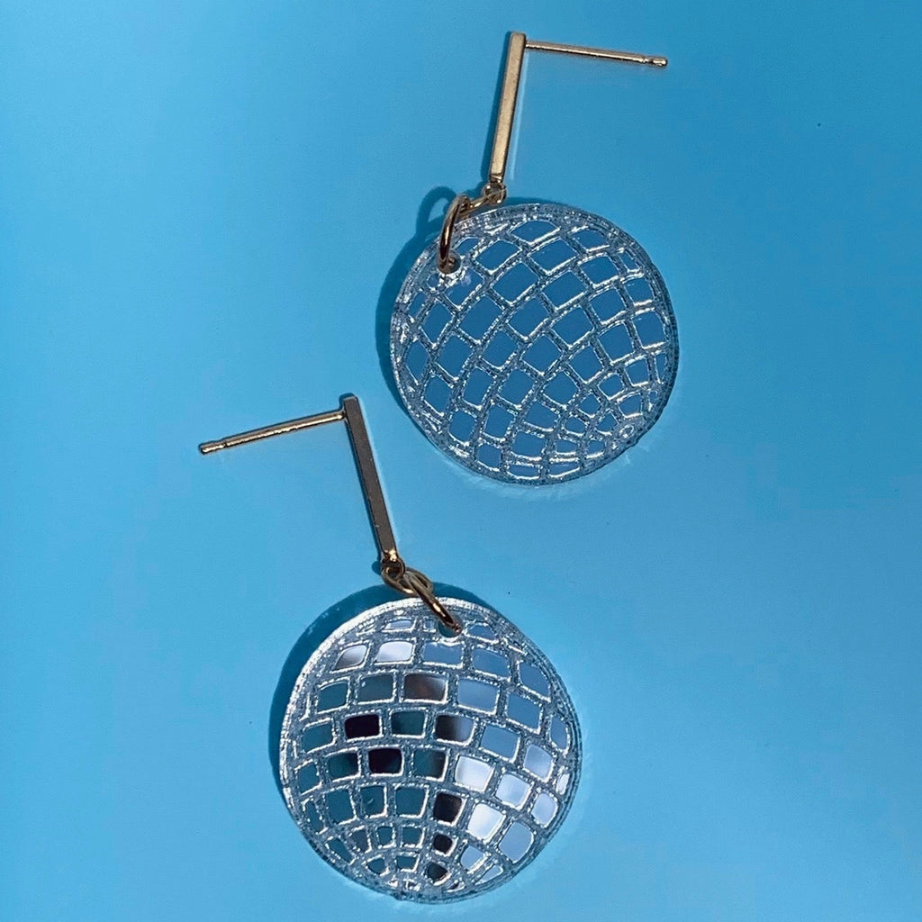 Mini disco ball earrings.