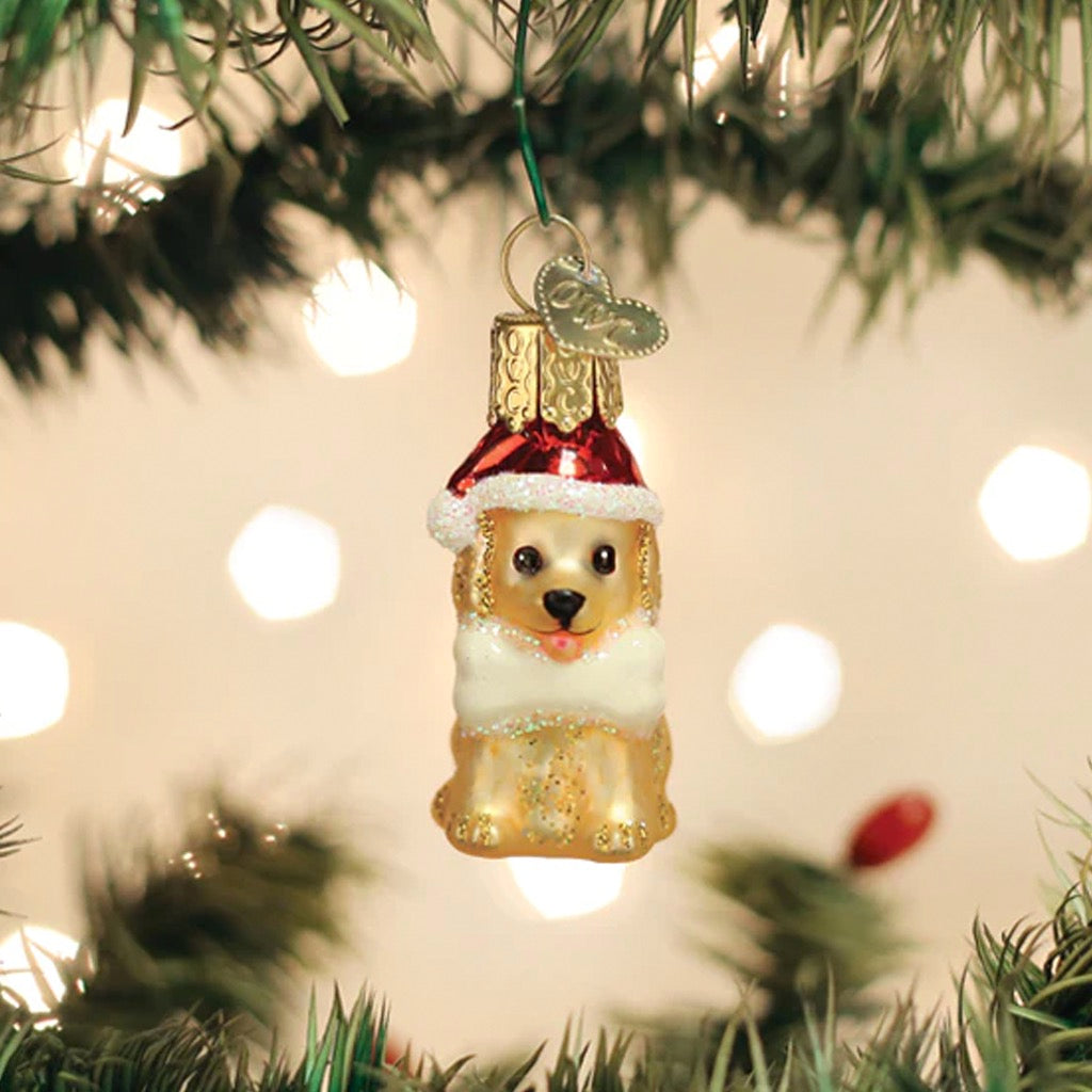 Mini Jolly Pup Ornament in tree.