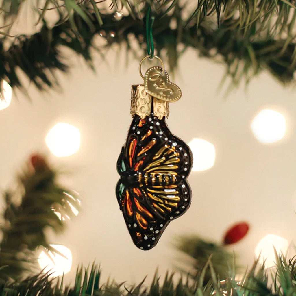 Mini Monarch Butterfly Ornament in tree.