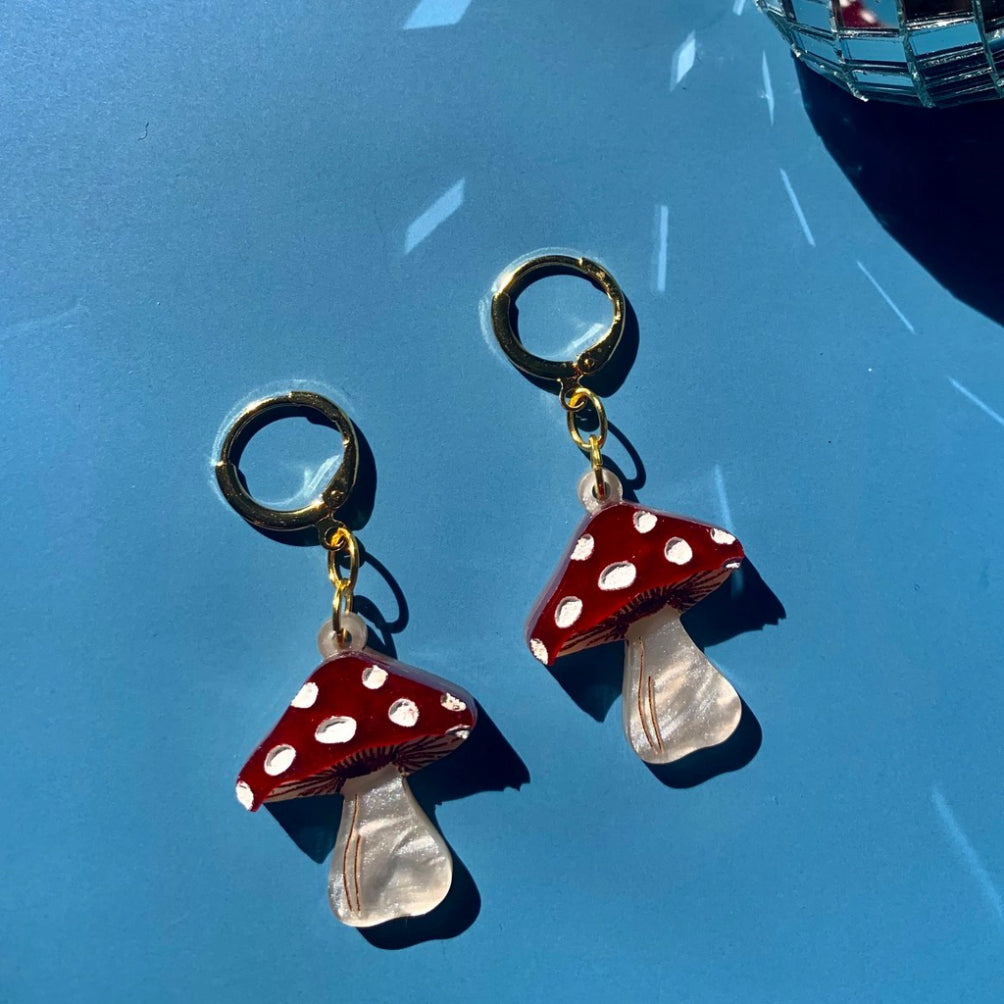 Mini Mushroom Earrings.