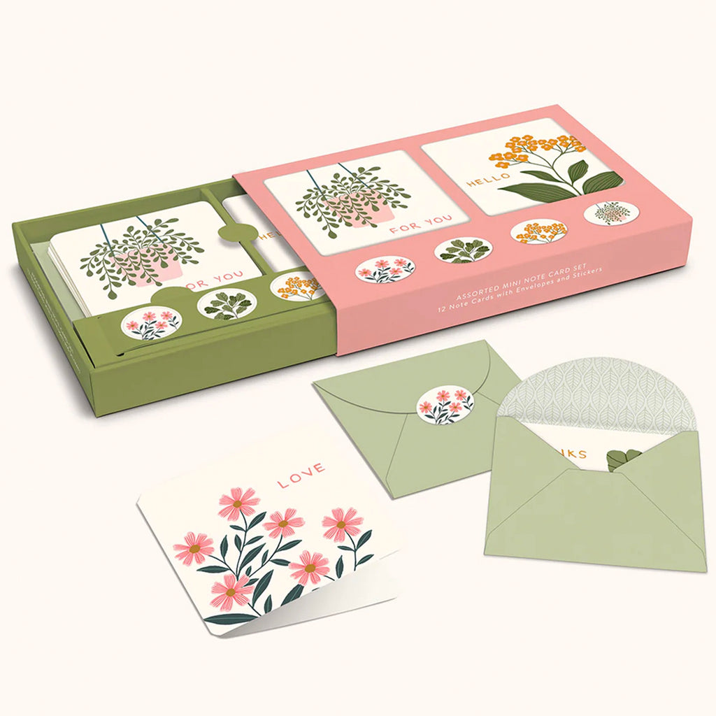 Mini Notecard Set Floral Notes contents and packaging.