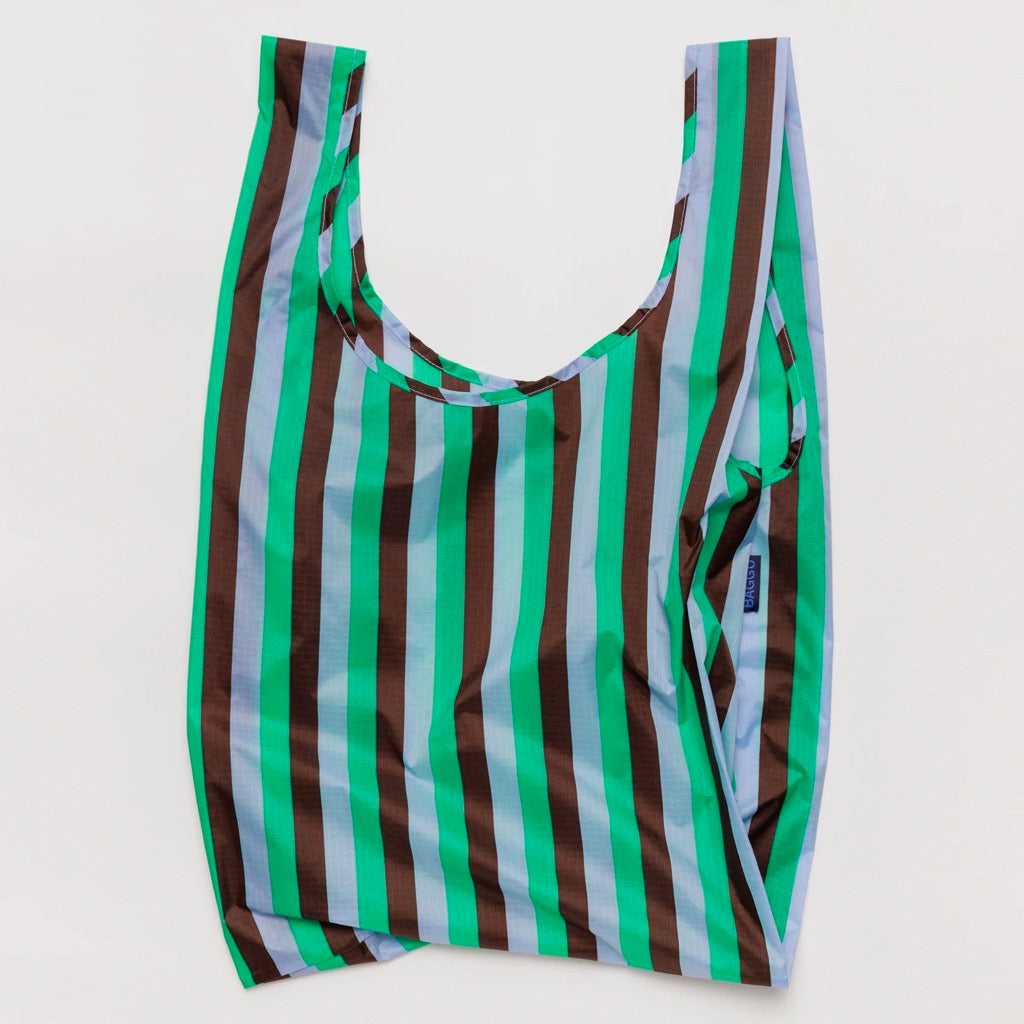 Mint 90s Stripe Baggu resuable bag.