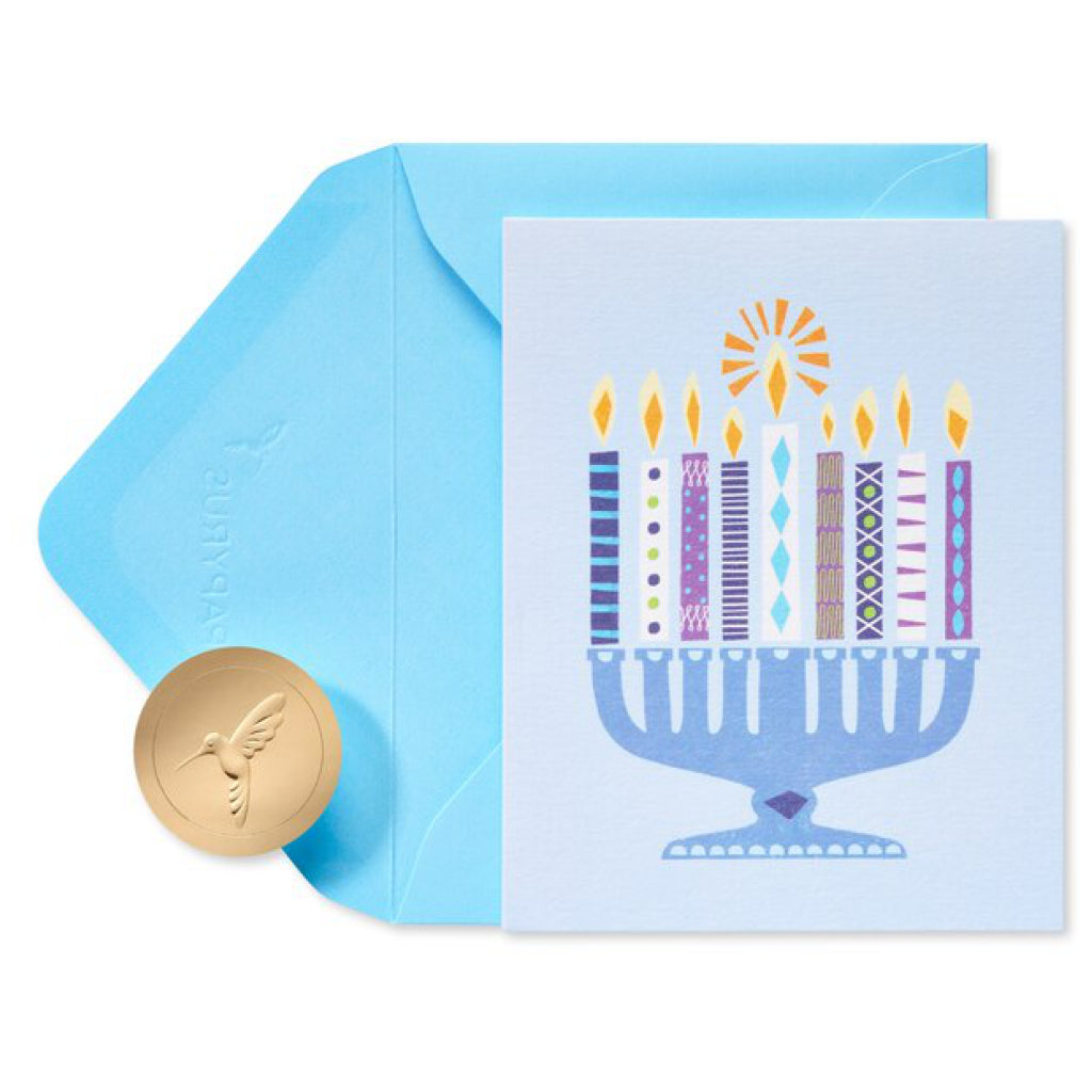 Modern Menorah Boxed Hanukkah Cards.