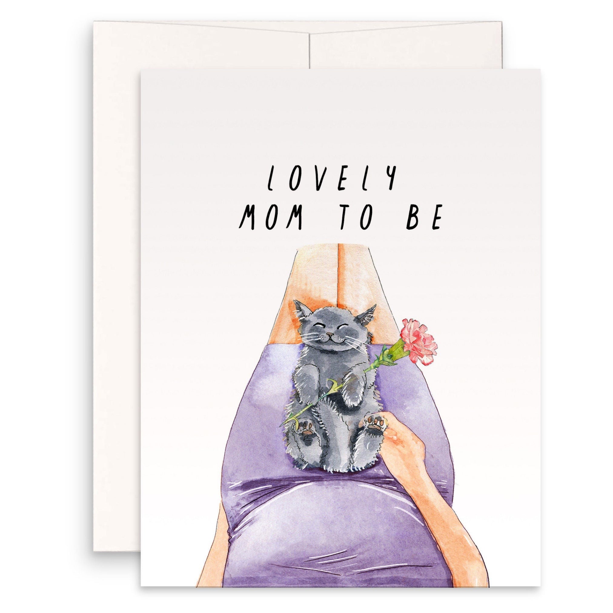 Lap Card Mom To Be Cat In Lap Card | Liyana Studio – Outer Layer