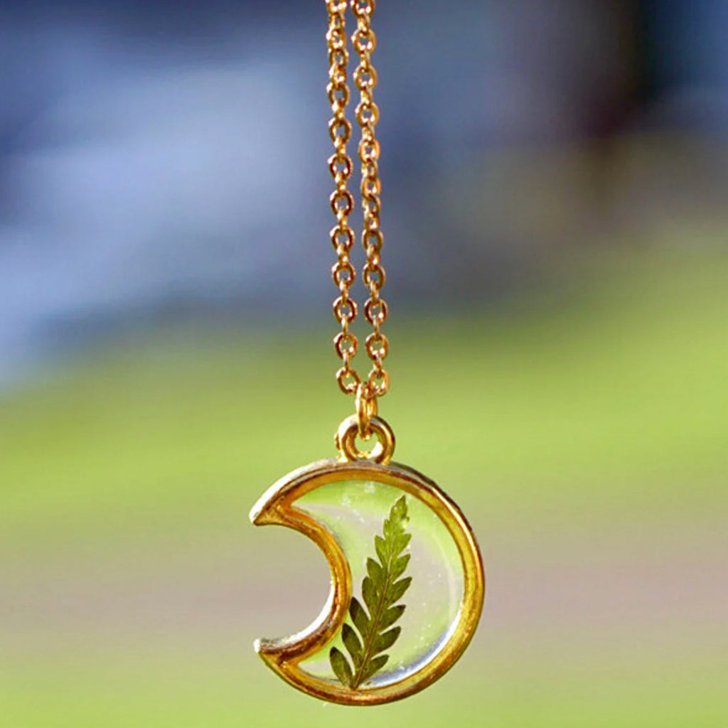 Moon Fern Necklace Gold Plated.