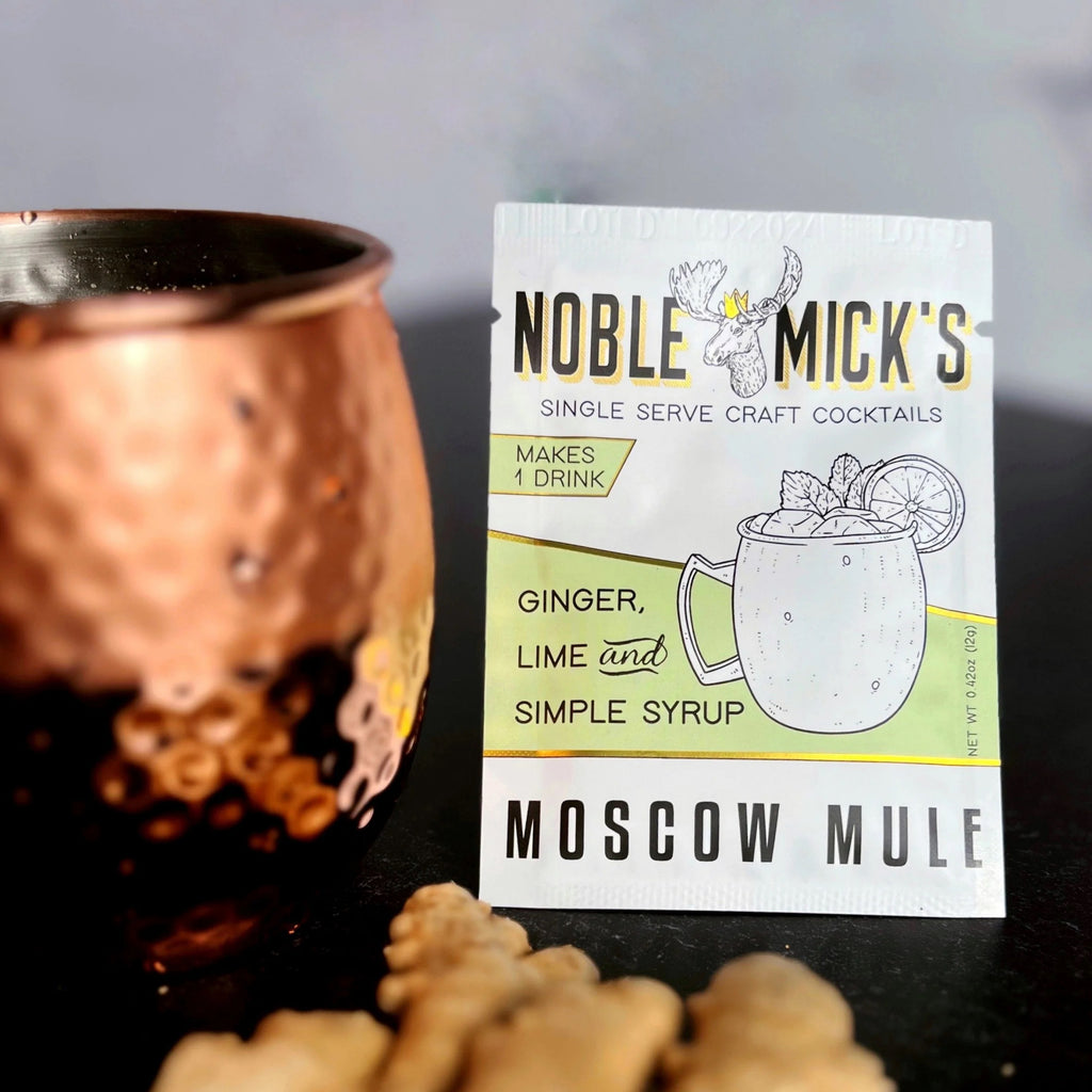 Moscow Mule Single Serve Cocktail Mix on table.