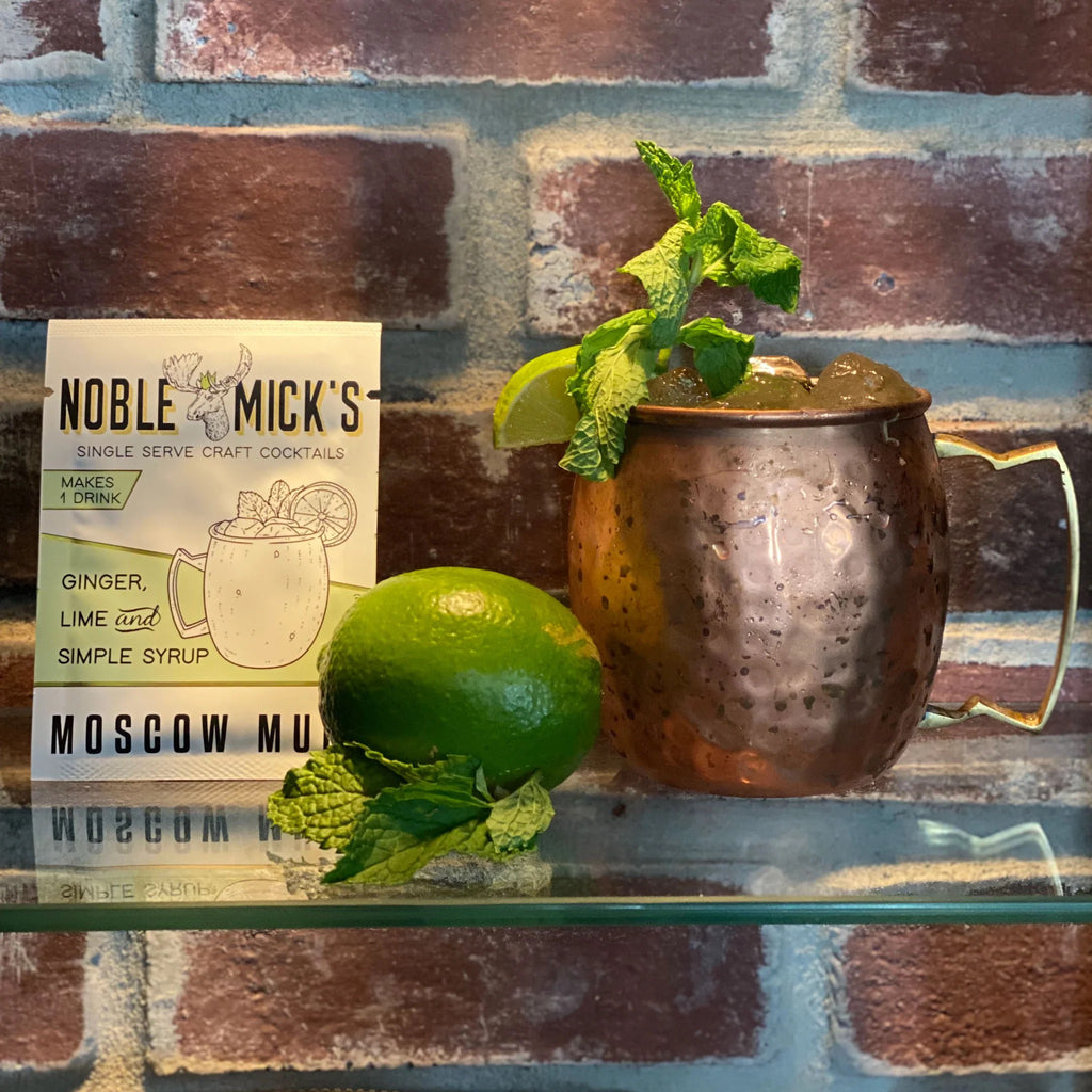 Moscow Mule Single Serve Cocktail Mix with drink.