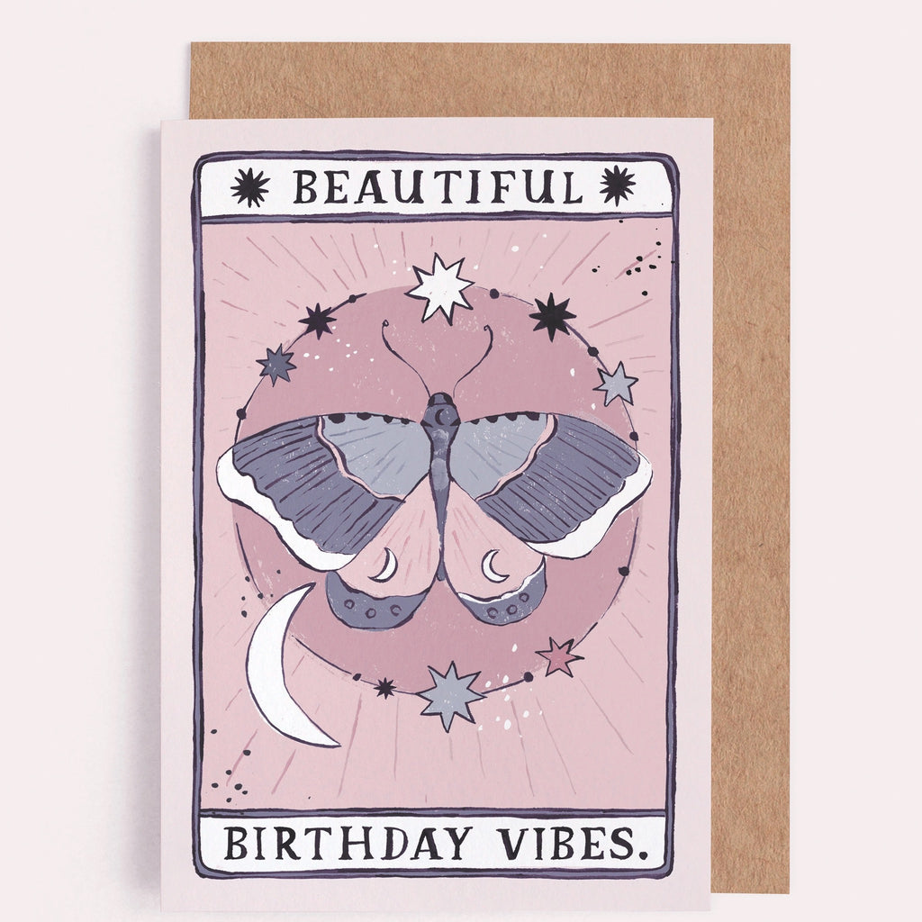 Moth Birthday Vibes Card.