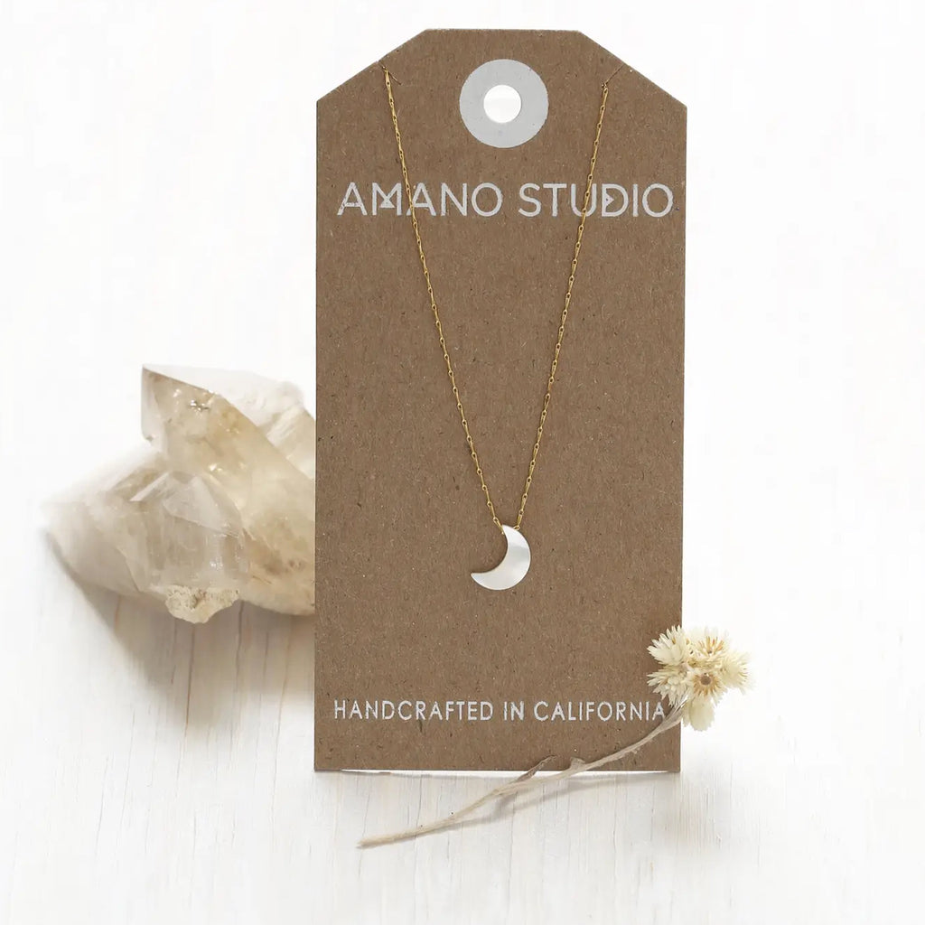 Mother of Pearl Moon Necklace packaging.