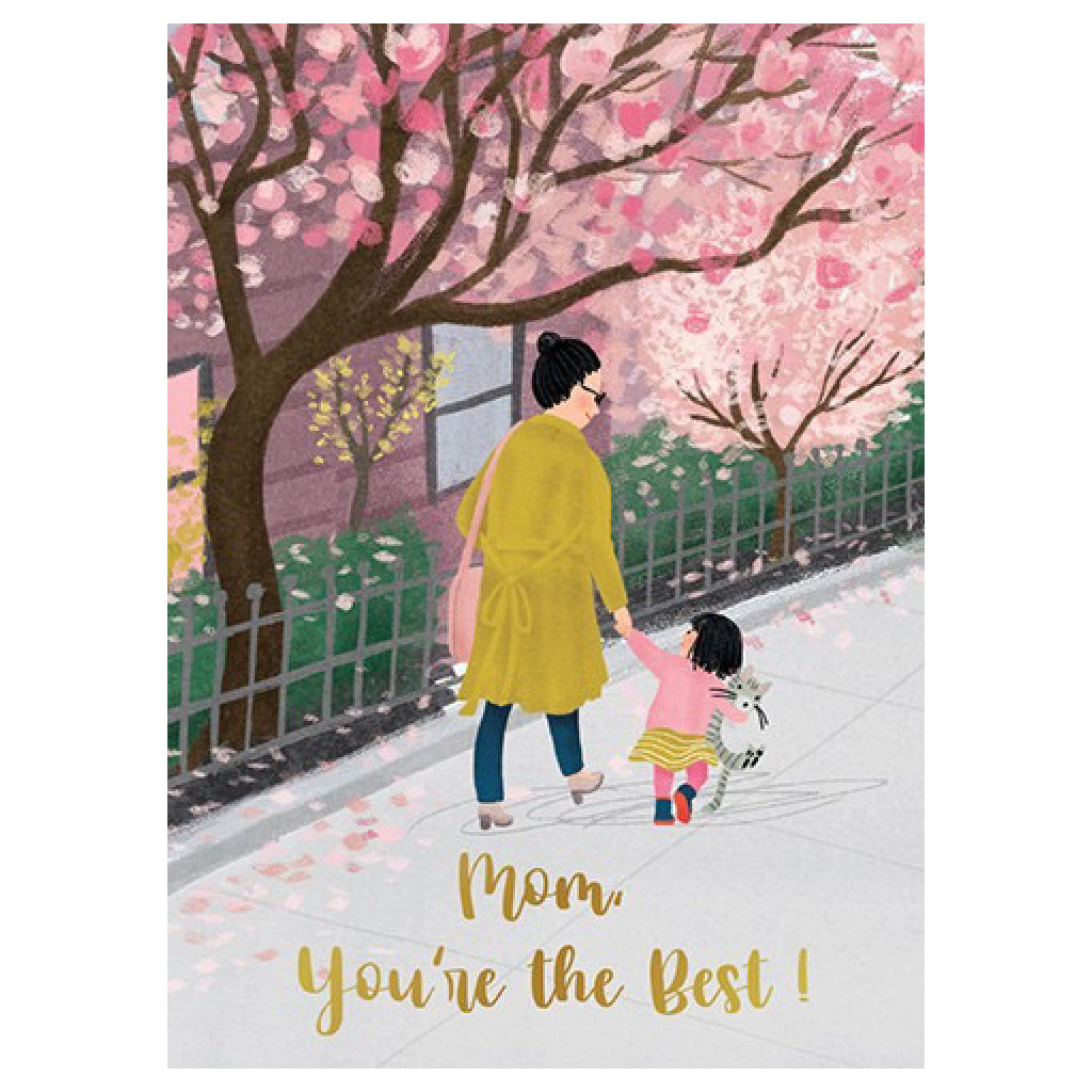 Mother Walking With Daughter Card