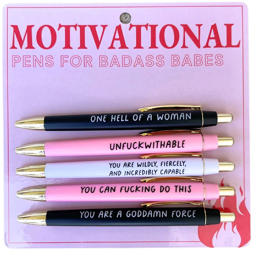 Motivational Pens For Badass Babes Set of 5.