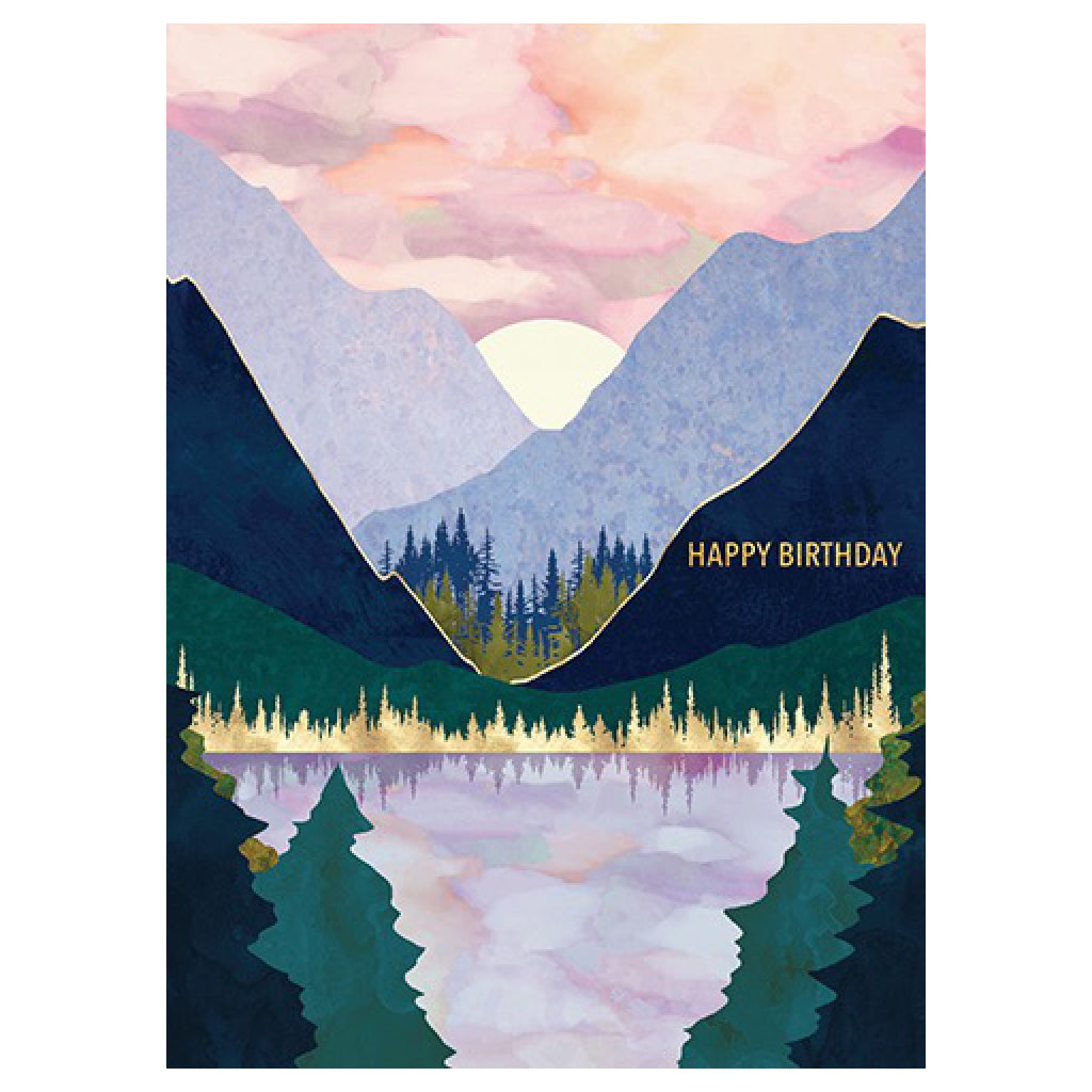 Mountain Lake Birthday Card.