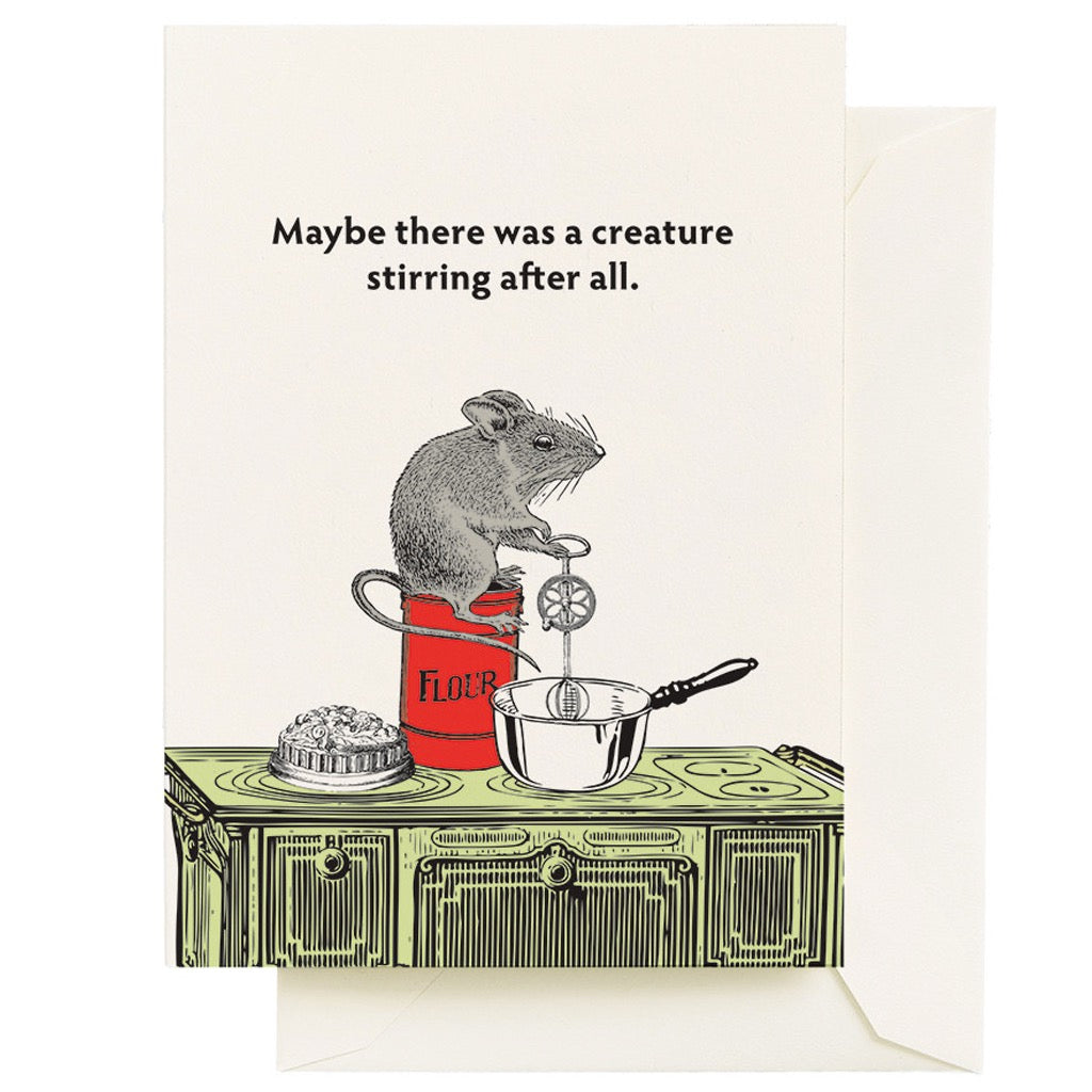 Mouse Stirring Holiday Card.