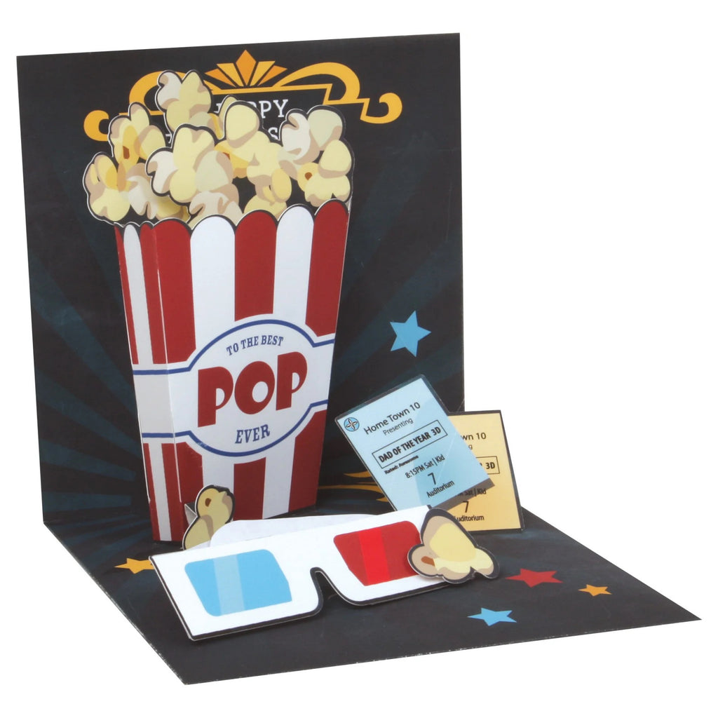 Movie Popcorn Fathers Day Pop-Up Card