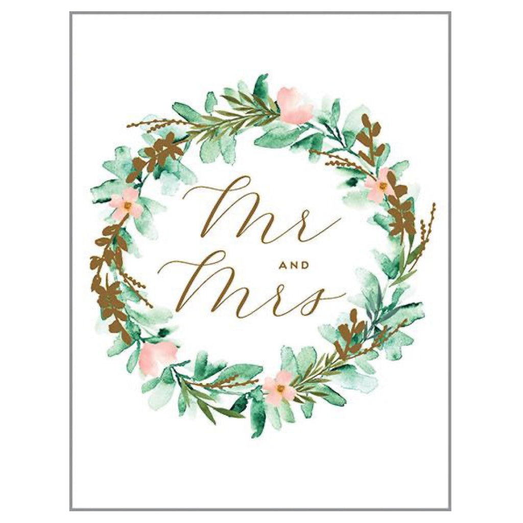 Mr  Mrs Floral Wreath Card