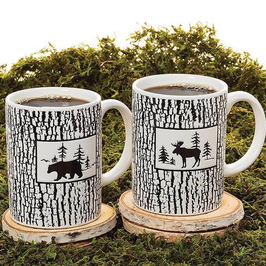 Mugs of coffee on Natural Birch Coasters.