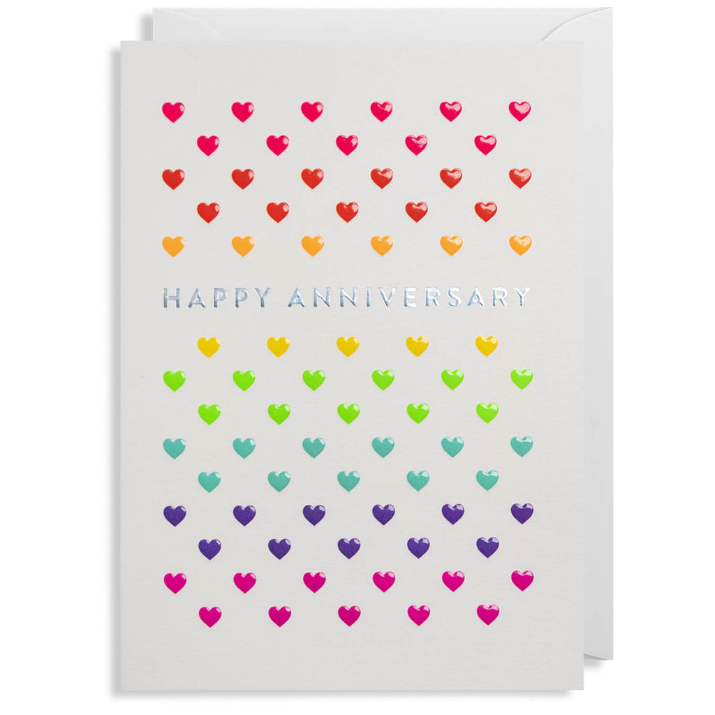 Multicolour Hearts Anniversary Card.