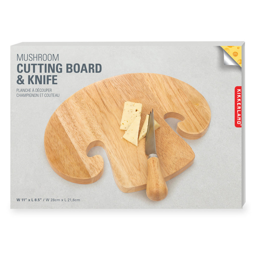Mushroom Cutting Board & Knife packaging.