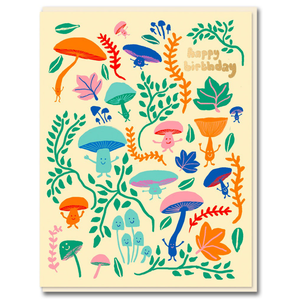 Mushroom Party Birthday Card.