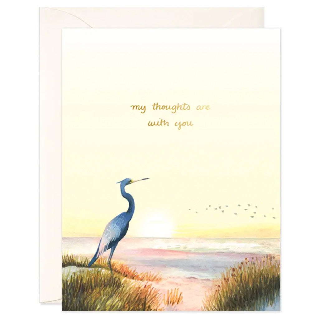 My Thoughts Are With You Blue Heron Card.