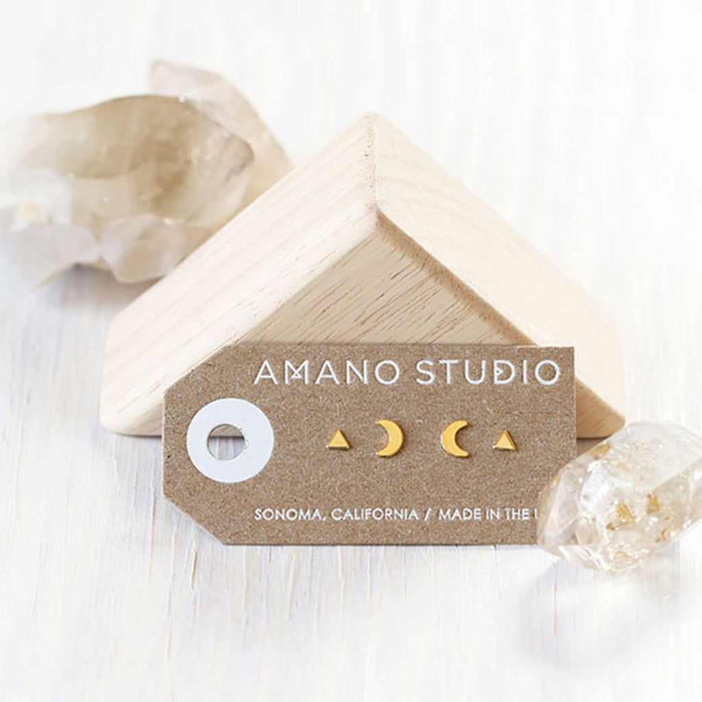 Mystic Circle  Triangle Studs Combo Gold Packaging