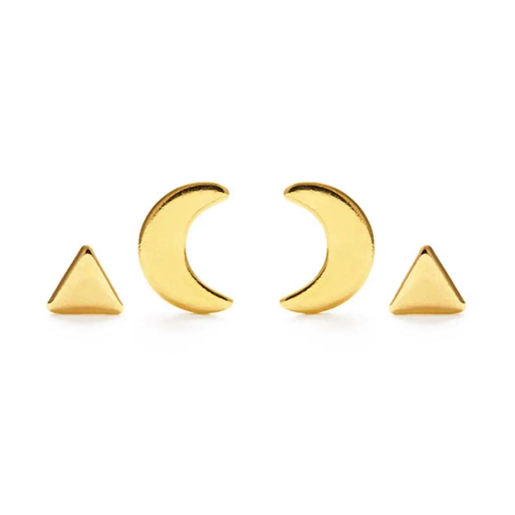 Mystic Circle  Triangle Studs Combo Gold