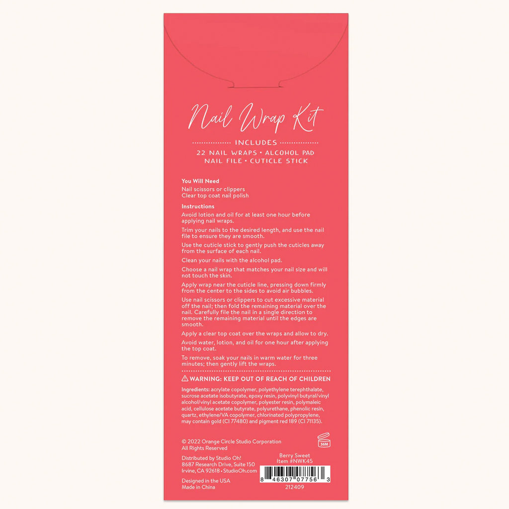 Nail Wrap Kit Berry Sweet back view.