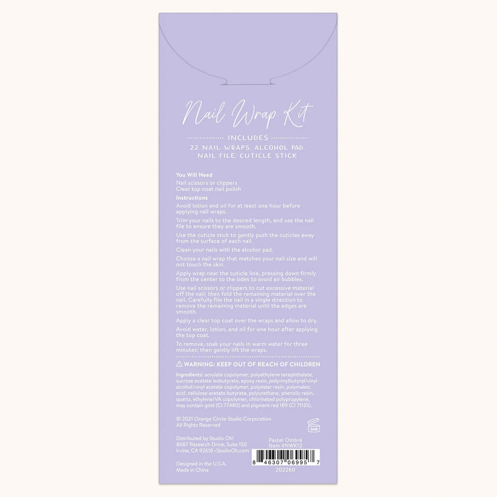 Nail Wrap Kit Pastel Ombre back view.