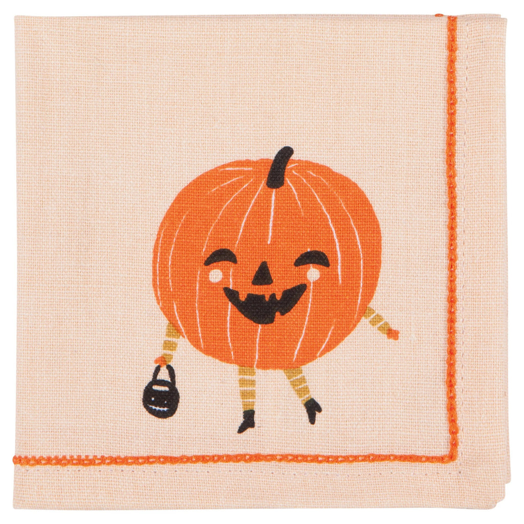 Napkin with pumpkin on it.