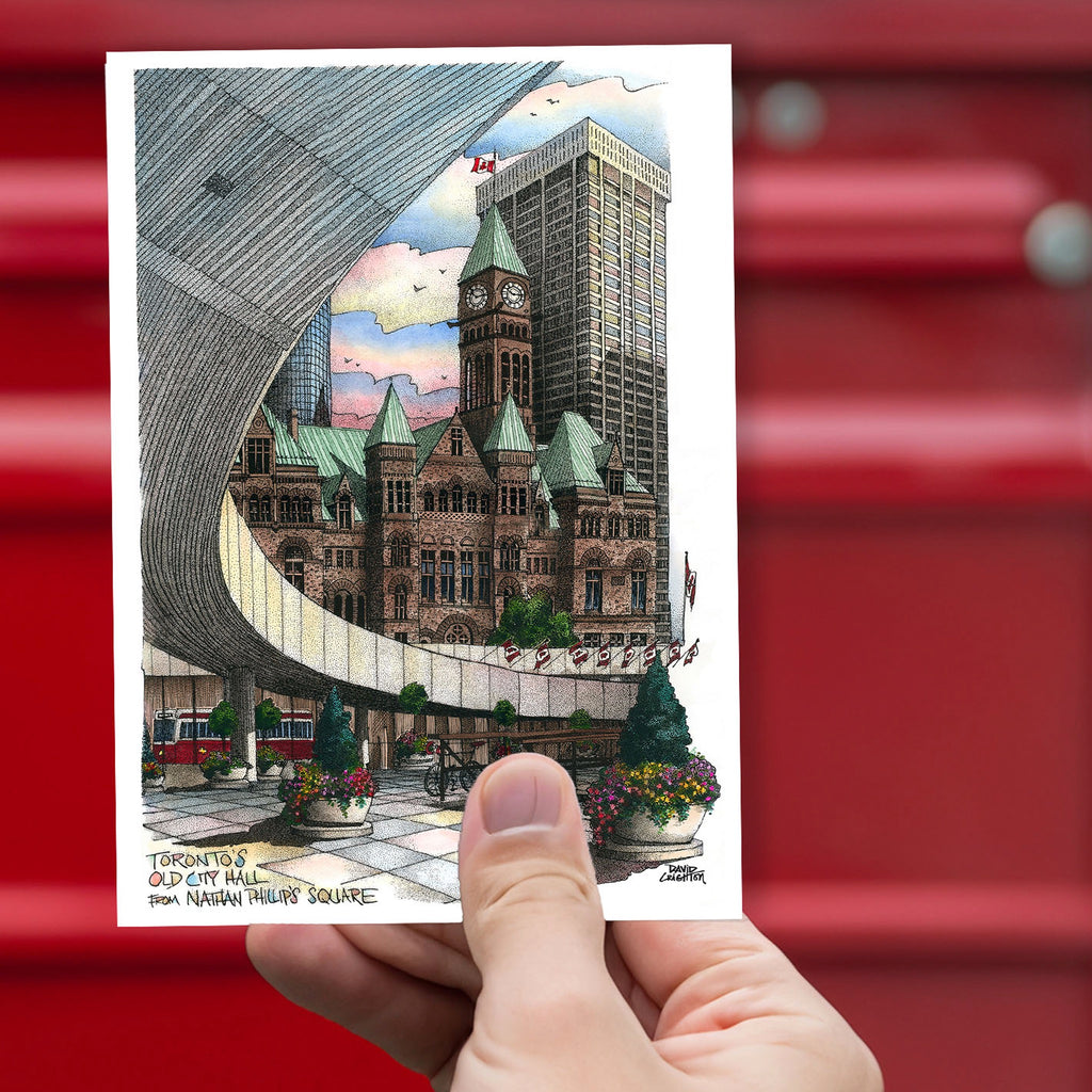 Nathan Phillips Square Toronto Postcard being held.