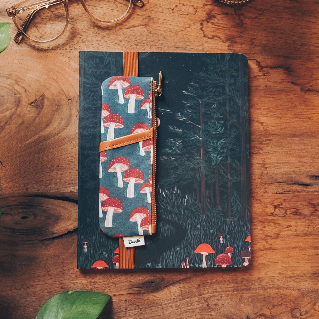 Navy Mushrooms Notebook Pouch Lifestyle