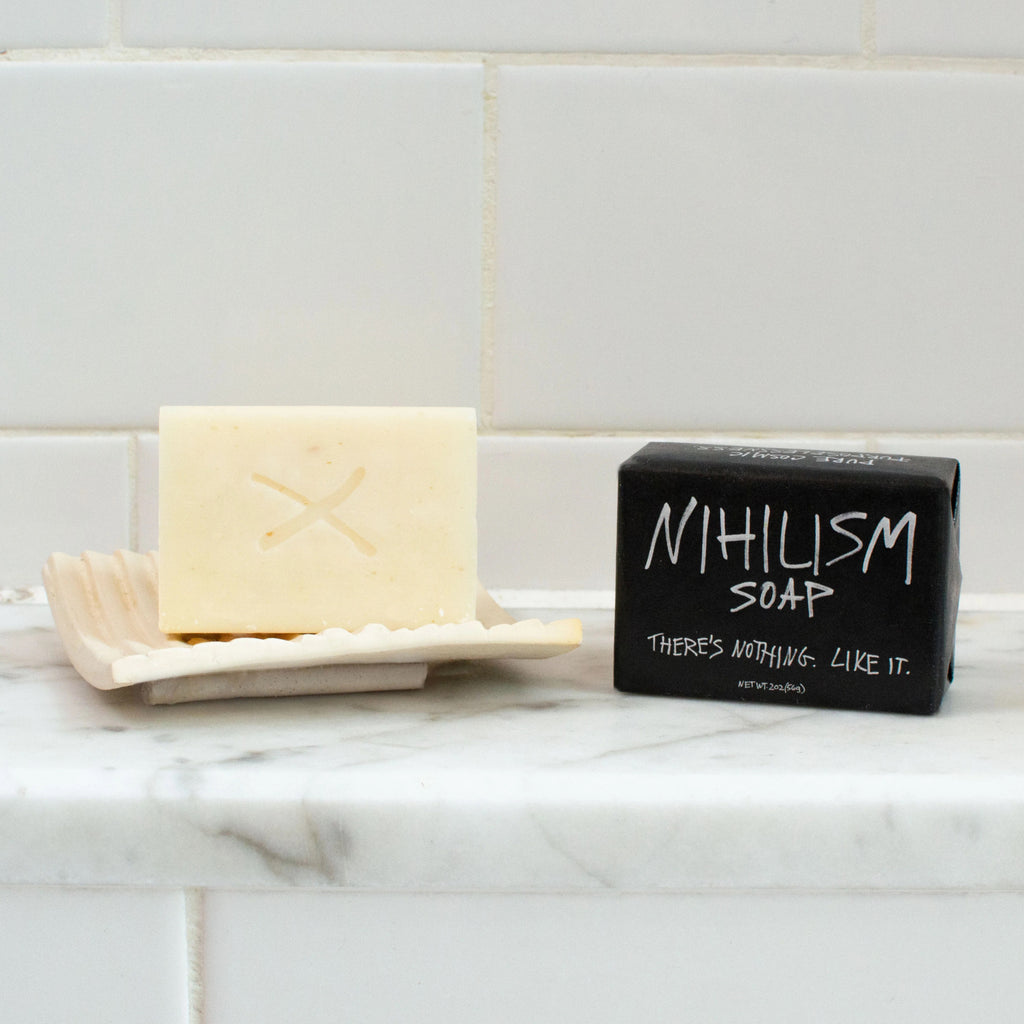 Nihilism Soap on counter.