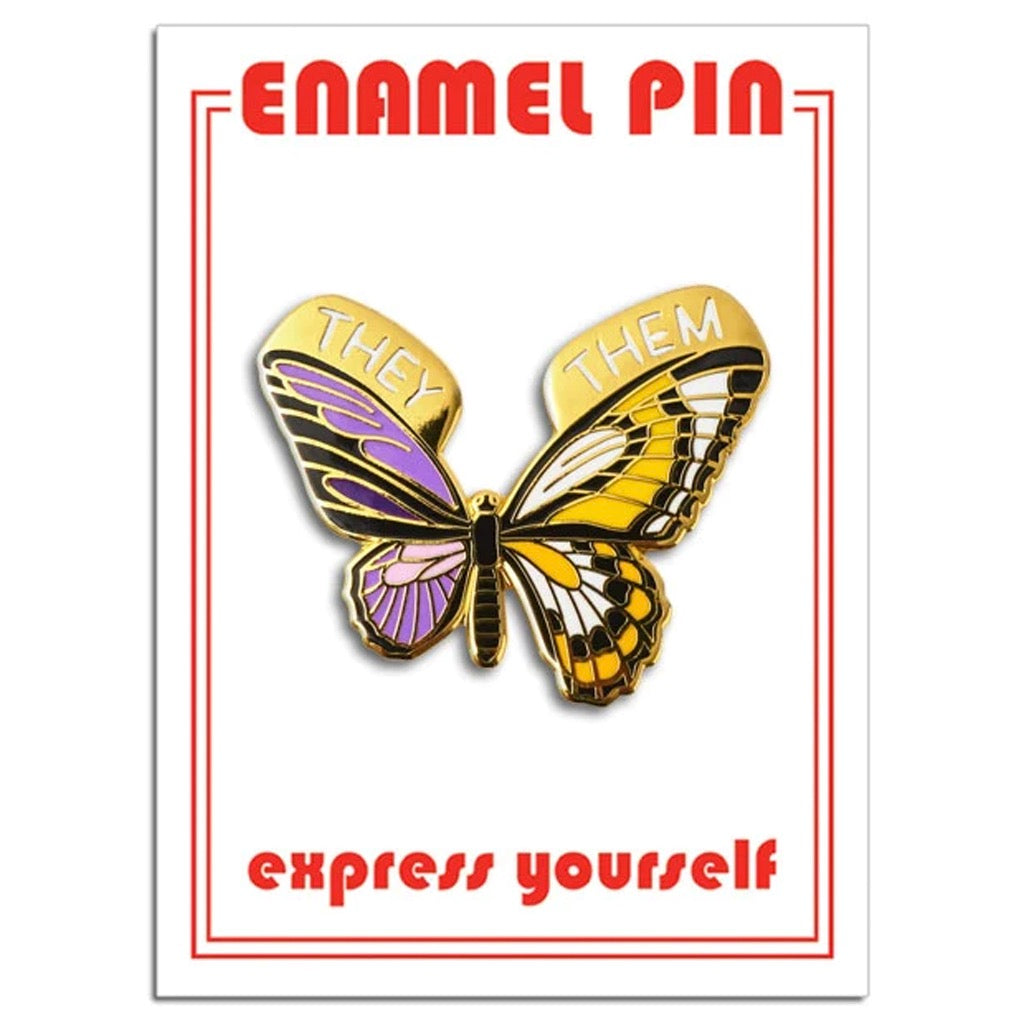 Non-Binary Butterfly Enamel Pin