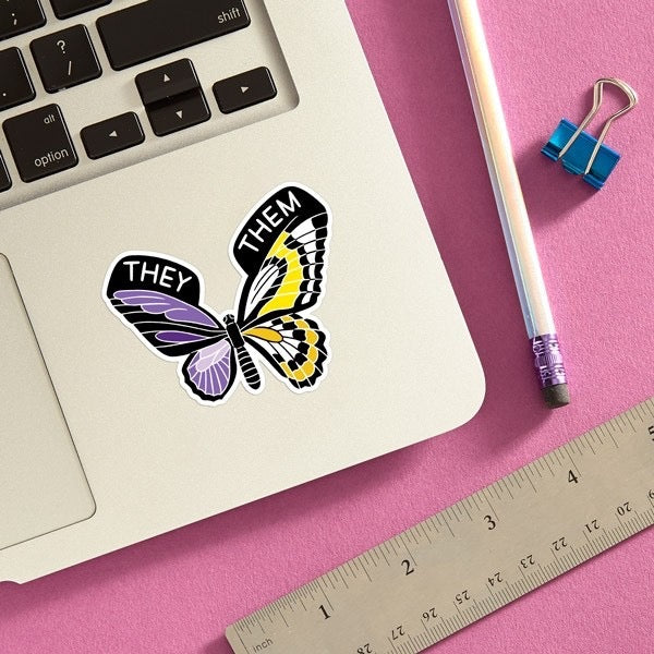 Non-Binary Butterfly Sticker Lifestyle